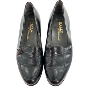 Bally mens Andrew II penny loafers size 10 black leather slip on vintage 80s 90s